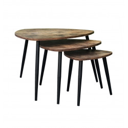 Tables gigognes style industriel chêne foncé Yellowstone