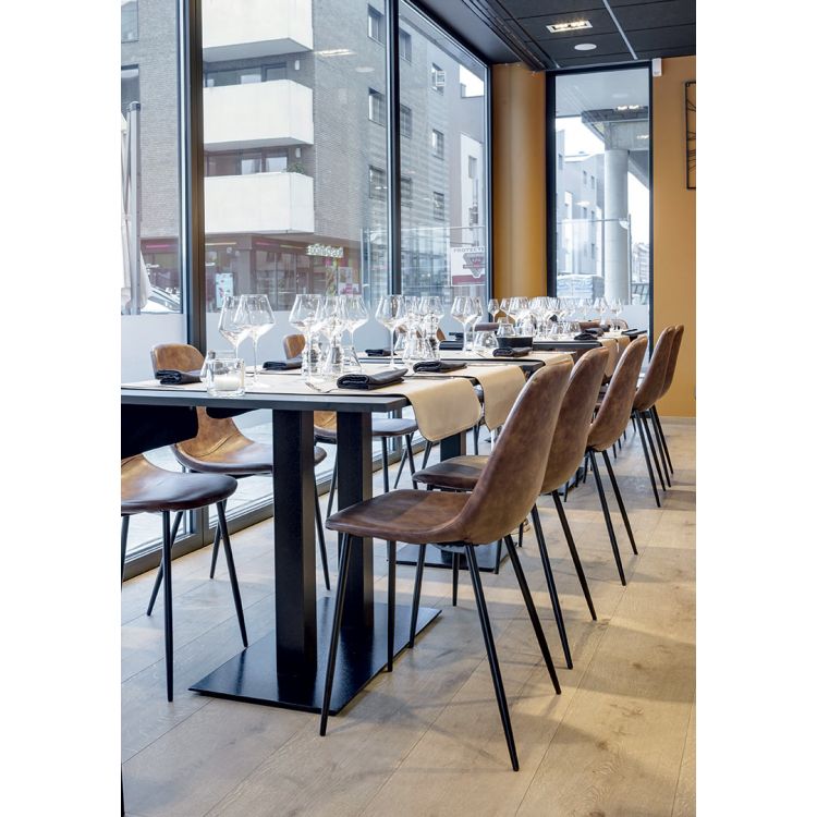 Chaise de restaurant vintage (lot de 2) en métal et PU marron Ronald