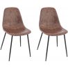Chaise de restaurant vintage (lot de 2) en métal et PU marron Ronald