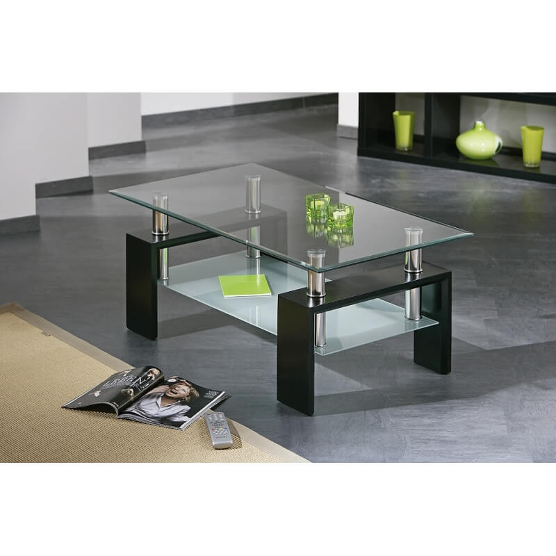 Table basse desgin noir en verre Diana Matelpro