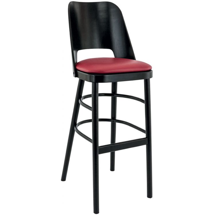 Tabouret de bar contemporain structure hêtre et assise PU Jonas