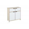 Commode contemporaine 2 portes/2 tiroirs en pin massif naturel/blanc Jessy