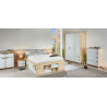 Commode contemporaine 2 portes/2 tiroirs en pin massif naturel/blanc Jessy