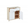 Commode contemporaine 2 portes/2 tiroirs en pin massif naturel/blanc Jessy