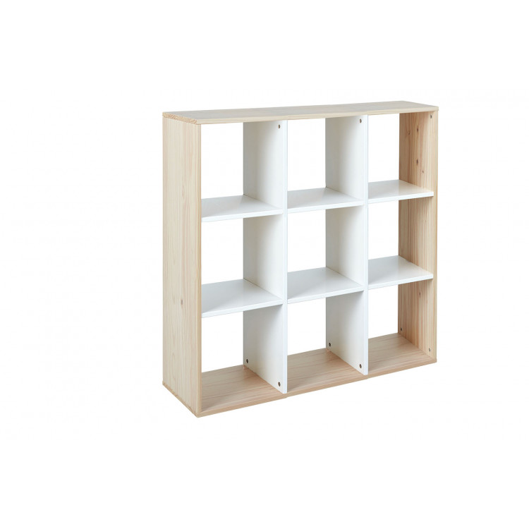 Etagère contemporaine pin massif naturel/blanc Jessy