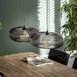 Suspension industrielle en métal noir 2 lampes Ø43 cm Audrey