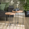 Set de tables d'appoint en bois d'acacia et métal Ø 37 et 42 cm Sybille