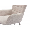 Fauteuil fixe moderne avec pouf en tissu beige Eternity