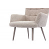 Fauteuil fixe moderne avec pouf en tissu beige Eternity