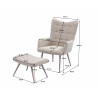 Fauteuil fixe moderne avec pouf en tissu beige Eternity