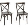 Chaise de restaurant industrielle (lot de 2) structure en hêtre Lizzie