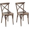 Chaise de restaurant industrielle (lot de 2) structure en hêtre Lizzie