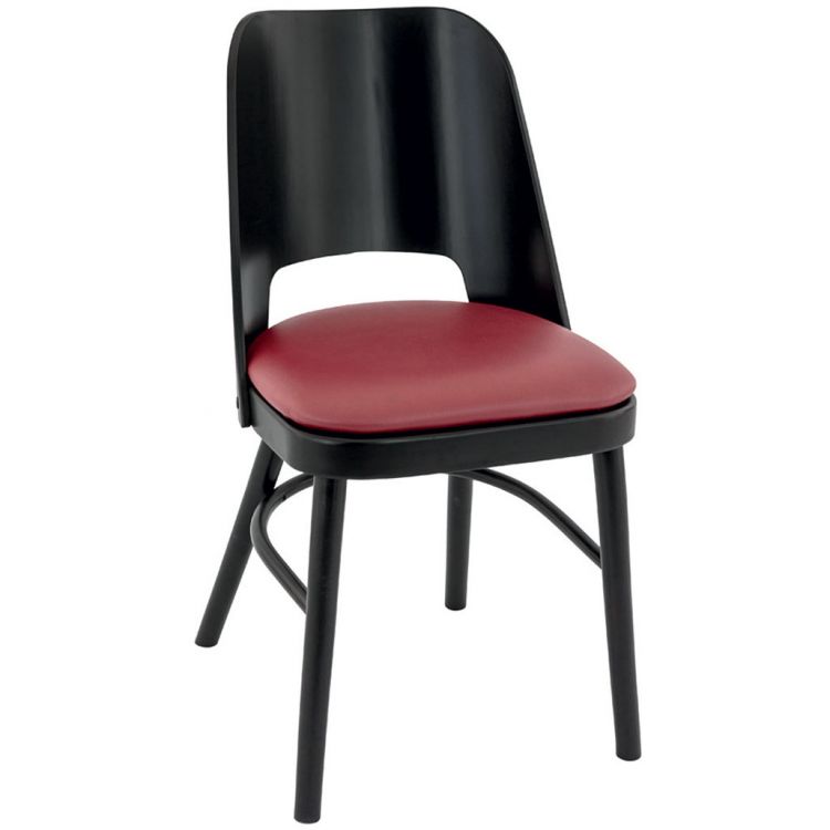 Chaise de restaurant contemporaine (lot de 2) structure hêtre et assise PU Jonas