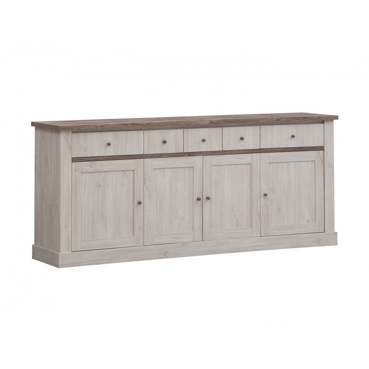 Buffet/bahut contemporain chêne blanc/marron Maxime