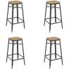 Tabouret de bar industriel (lot de 4) en métal et bois Beatrice