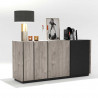 Buffet/bahut industriel chêne hickory/noir Aymar