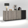 Buffet/bahut industriel chêne hickory/noir Aymar