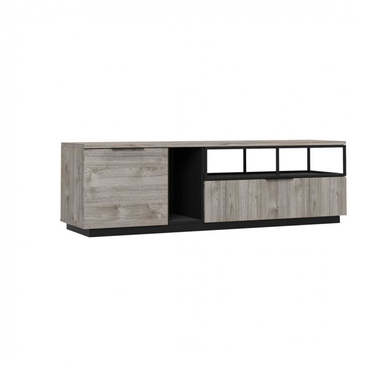 Meuble TV industriel chêne hickory/noir Aymar
