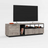 Meuble TV industriel chêne hickory/noir Aymar