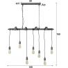 Suspension industrielle en métal gris ancien 7 ampoules Heloïse