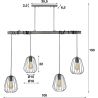 Suspension industrielle en métal 4 lampes Ø18 cm Stella