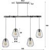 Suspension industrielle en métal 4 lampes Ø18 cm Stella