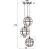 Suspension vintage en métal cuivré 3 globes Julia