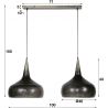 Suspension industrielle en métal argenté 2xØ40 cm Kévin