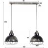 Suspension industrielle en métal gris foncé 2 lampes Claire