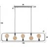 Suspension industrielle en métal argenté 5 lampes Manon