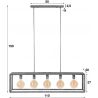 Suspension industrielle en métal argenté 5 lampes Baptiste