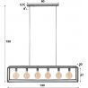 Suspension industrielle en métal argenté 6 lampes Baptiste