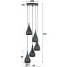 Suspension industrielle en métal noir rouillé 5 x Ø 15 cm Puerto