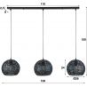 Suspension industrielle ronde en métal noir rouillé 3 x Ø 26 cm Rico