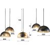 Suspension industrielle en métal argenté 5 lampes Ø 25 cm Joseph