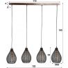 Suspension contemporaine en métal noir 4 lampes Aline