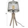 Lampe de table vintage en bois massif et métal gris Fabian