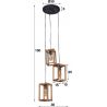 Suspension contemporaine en bois de manguier 3 lampes étagées Rudy