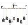 Suspension industrielle 7 lampes en métal gris James