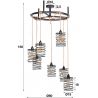 Suspension industrielle en métal 7 lampes Ø60 cm Eddyn