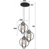 Suspension industrielle ronde en métal noir 3 lampes Sam