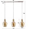 Suspension vintage en verre ambré 3 x Ø 25 cm Darius