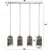 Suspension industrielle en verre argenté 4 lampes Lewis