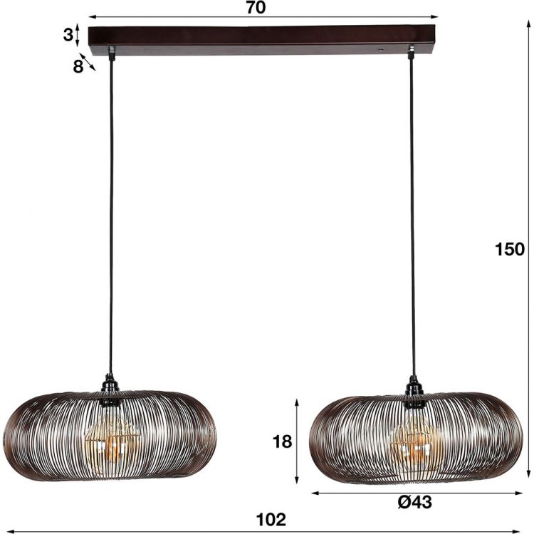 Lot De 2 Suspensions Solaires Abat-jour Métal Vieilli Style Industriel - Ampoule Micro LED Blanc Chaud H40cm