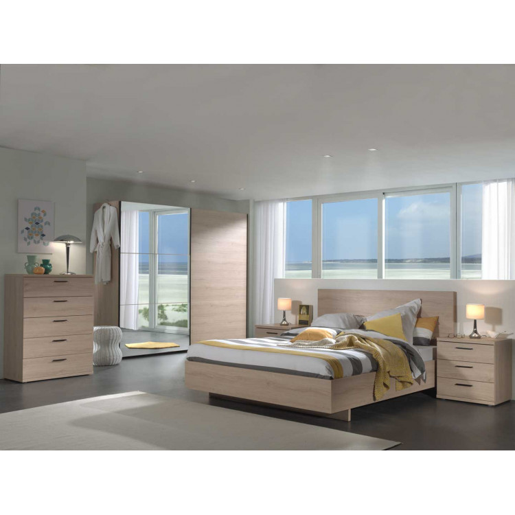 Chambre adulte contemporaine chêne clair Adela