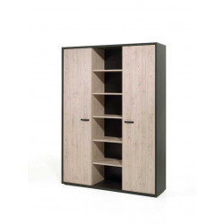 Armoire de bureau contemporaine 160 cm chêne/noir Salto