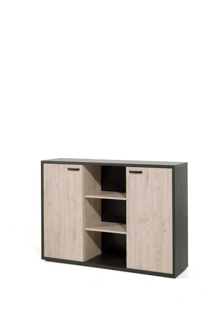 Armoire basse de bureau grise en bois pour un style scandinave