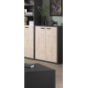 Armoire basse de bureau contemporaine 90 cm chêne/noir Salto