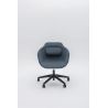 Chaise de réunion design réglable en hauteur avec piétement étoile en polyamide noir avec roulettes Sandy