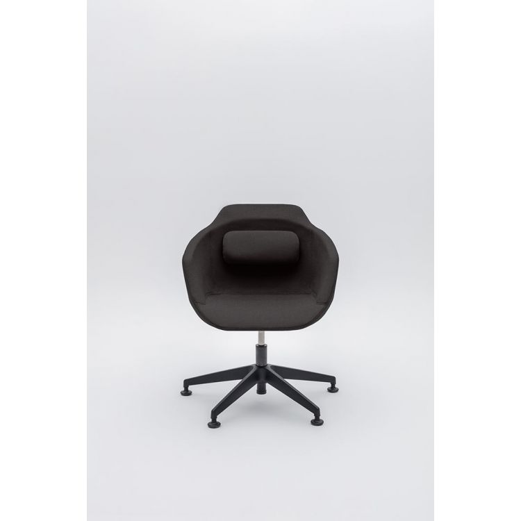 Chaise de réunion design réglable en hauteur avec piétement étoile en polyamide noir Sandy